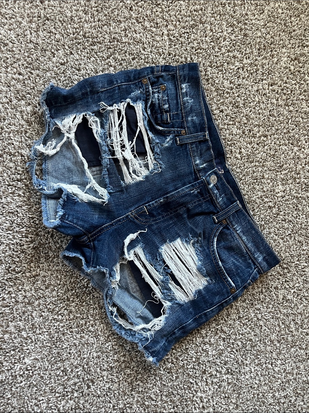 7 for all mankind Distressed Dark Blue Denim Women’s Shorts